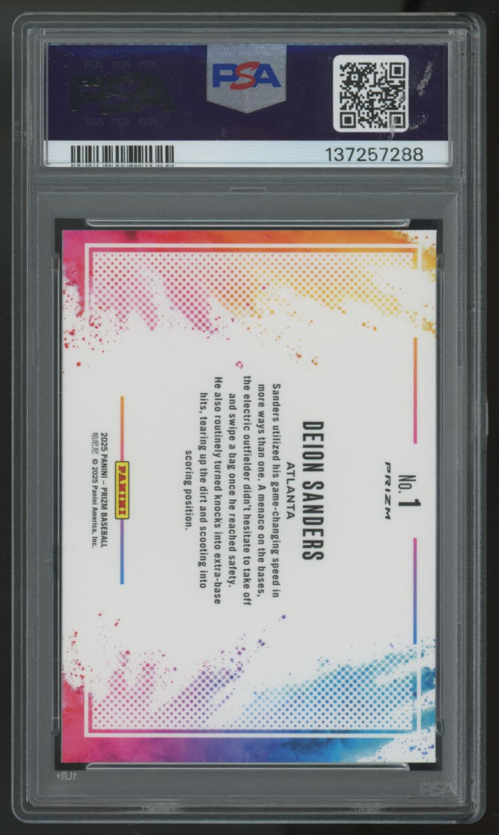 2025 Panini Prizm Deion Sanders Color Blast SSP #1 PSA 9