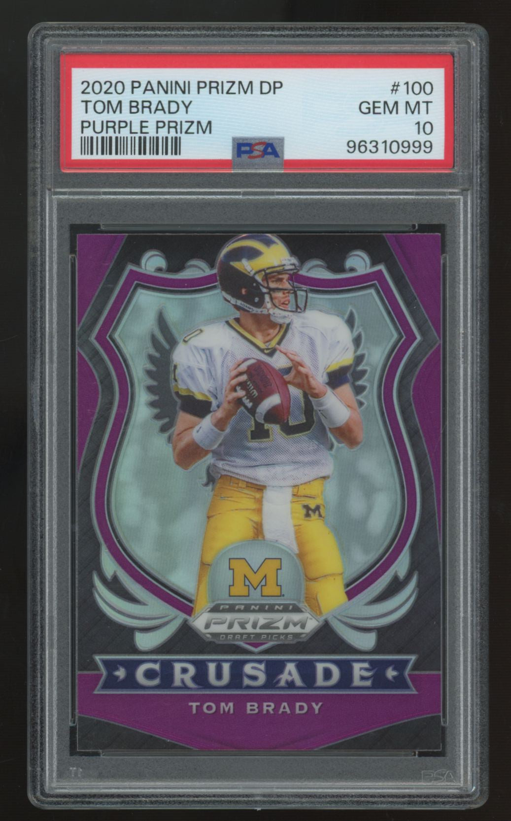 2020 Panini Prizm Draft Tom Brady Purple Crusade #100 PSA 10