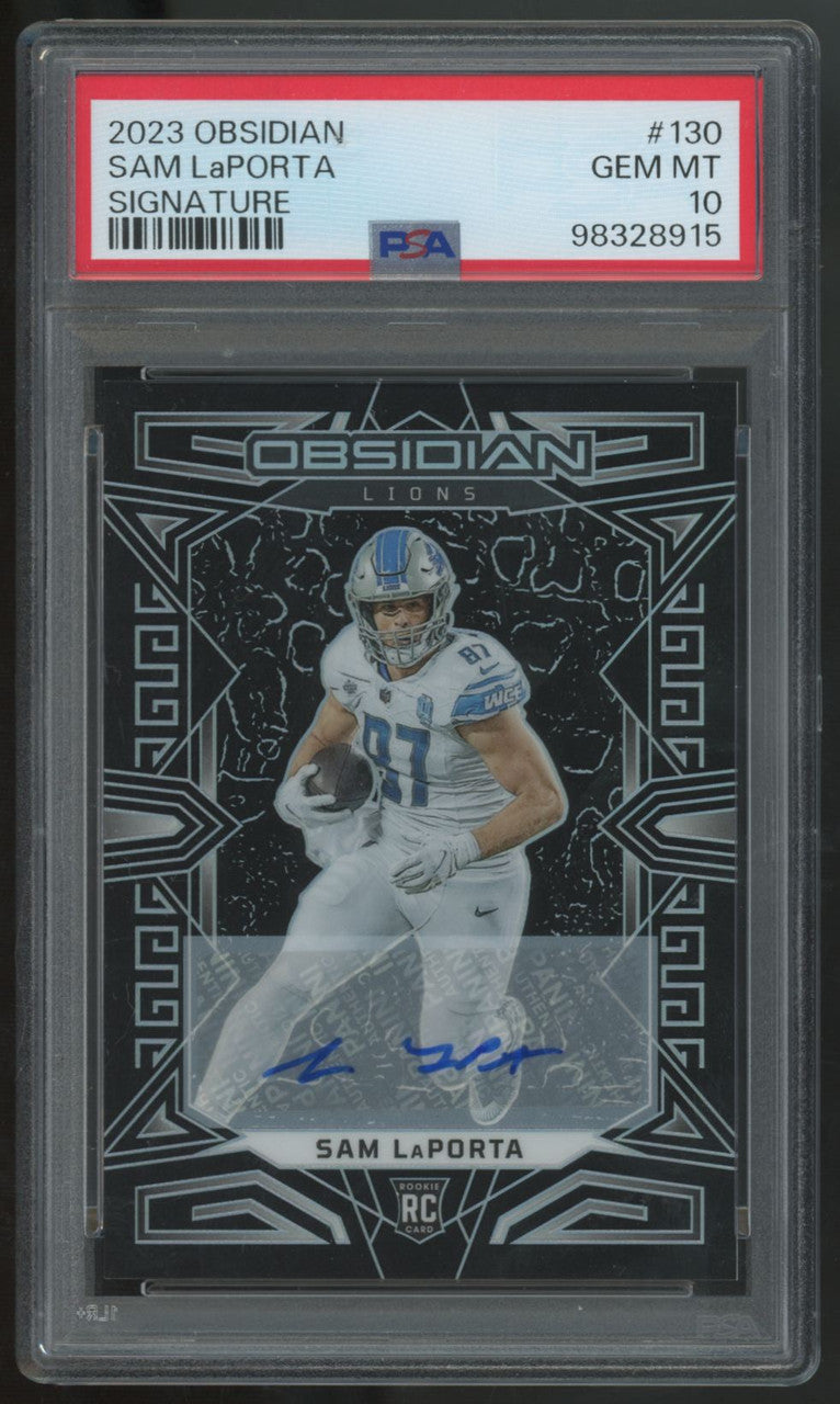 2023 Panini Obsidian Sam LaPorta RC Auto #130 PSA 10