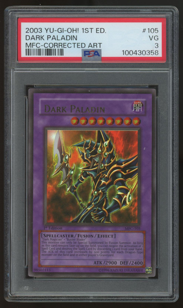 2003 Yugioh Dark Paladin Magician's Force 1st Edition Corrected Art #105 PSA 3