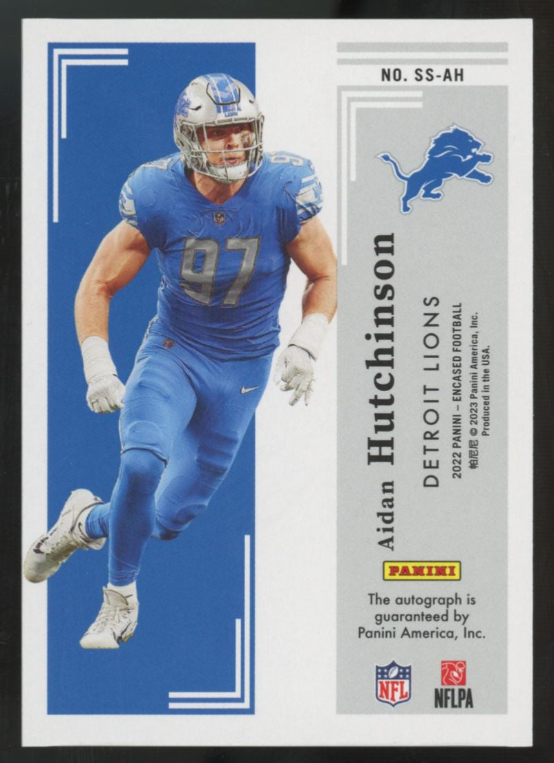 2022 Panini Encased Aidan Hutchinson Sapphire Scripted Auto /50 #SS-AH
