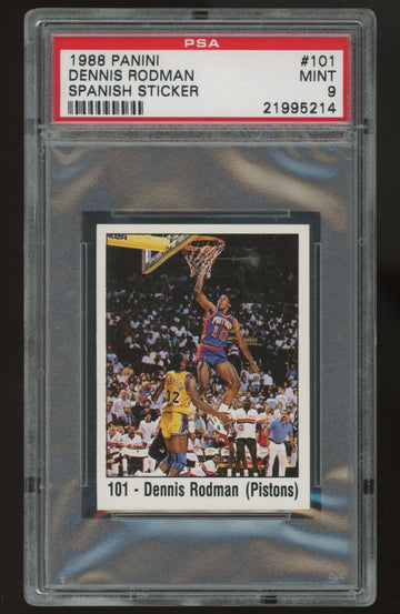 1988/89 Panini Dennis Rodman Sticker Spanish #101 PSA 9 Pop 4