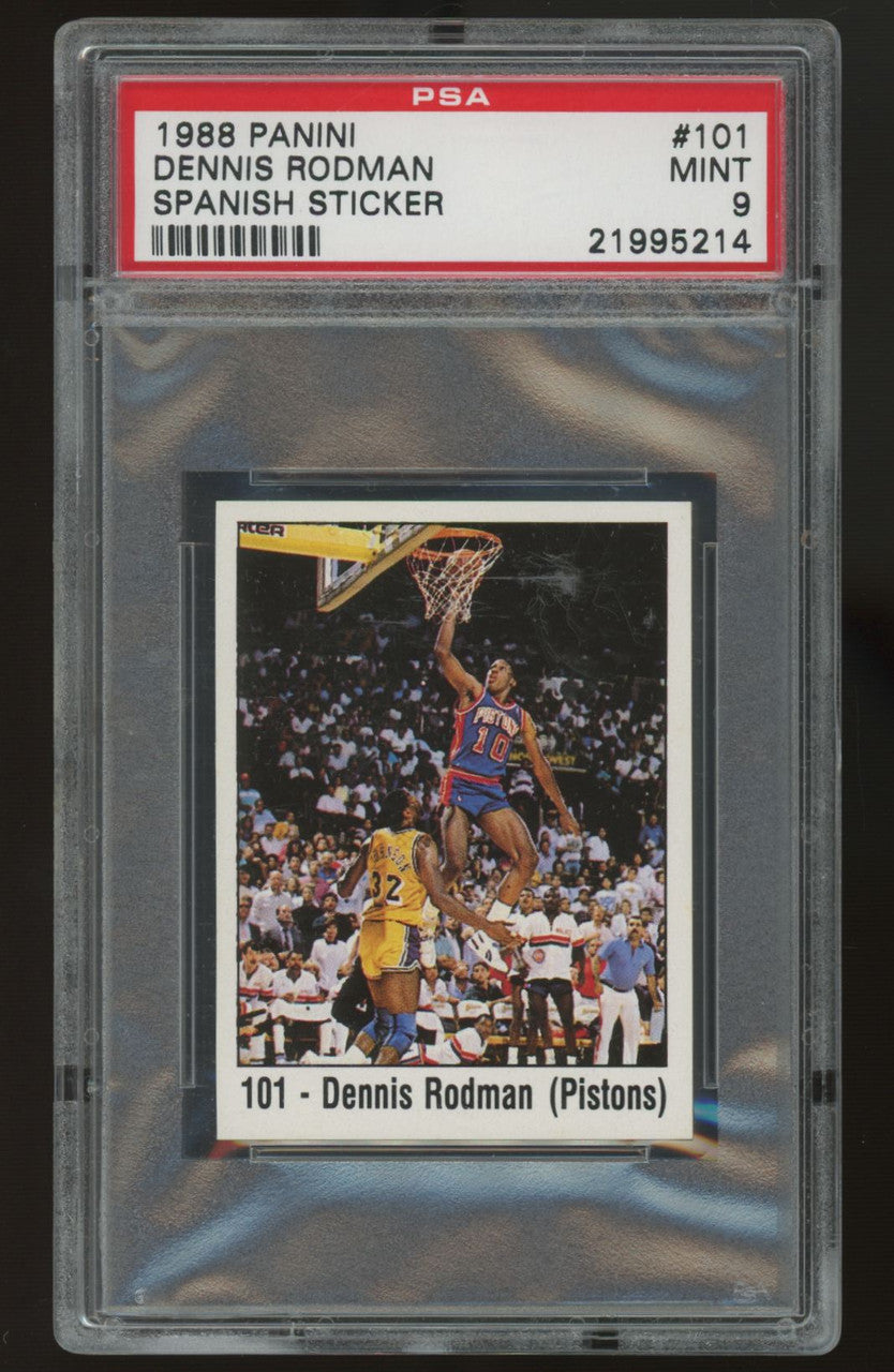 1988/89 Panini Dennis Rodman Sticker Spanish #101 PSA 9 Pop 4