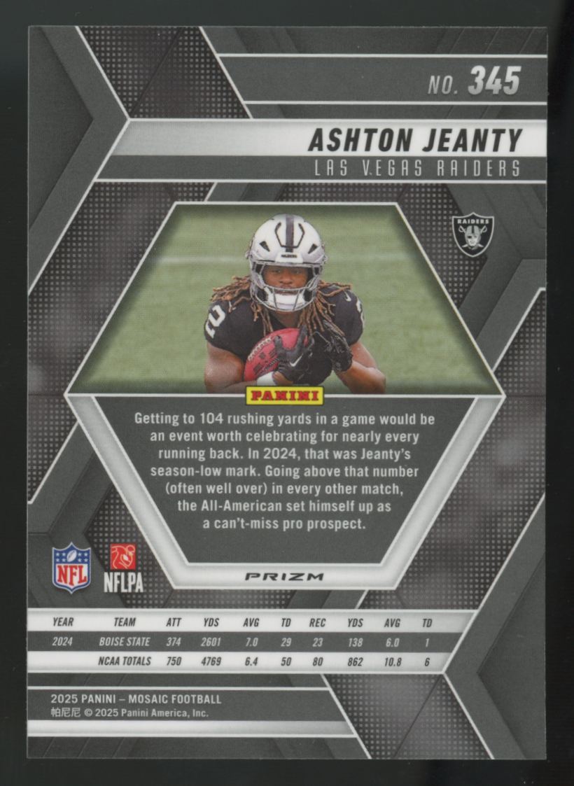 2025 Panini Mosaic Ashton Jeanty RC Red & White Stripe #345