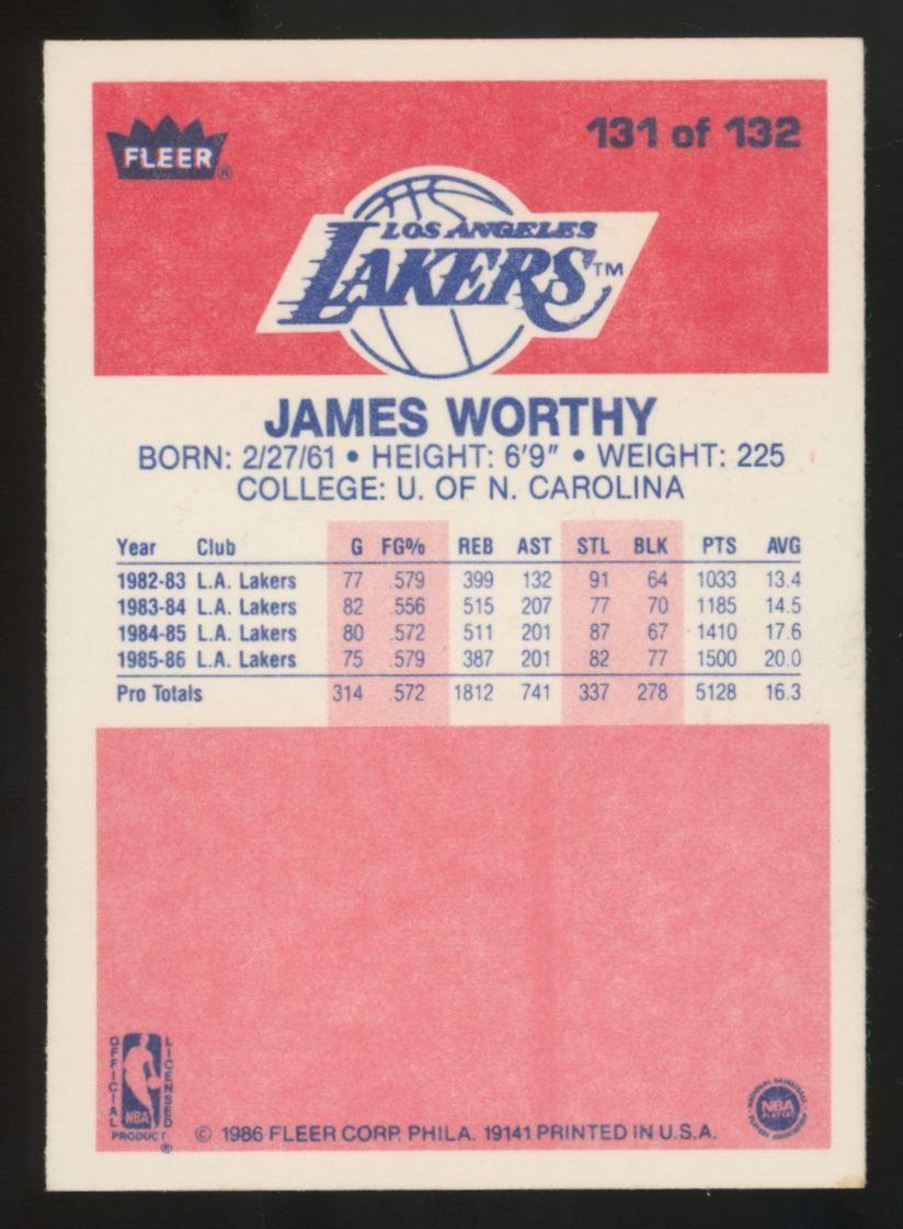 1986-87 Fleer James Worthy RC #131 NM