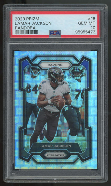 2023 Panini Prizm Lamar Jackson Pandora /400 #18 PSA 10