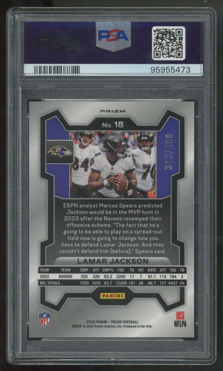 2023 Panini Prizm Lamar Jackson Pandora /400 #18 PSA 10