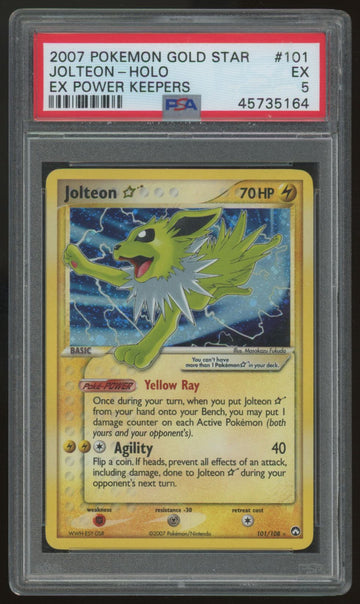 2007 Pokemon Jolteon Gold Star EX Power Keepers Holo #101 PSA 5