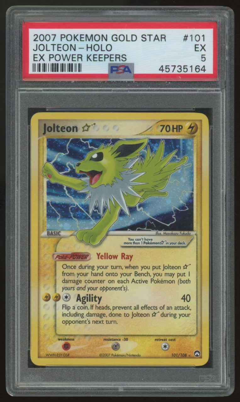 2007 Pokemon Jolteon Gold Star EX Power Keepers Holo #101 PSA 5
