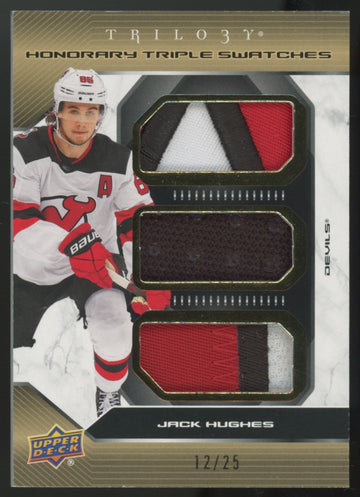 2023-24 Upper Deck Trilogy Jack Hughes Honorary Triple Patch /25 #HTS-JH