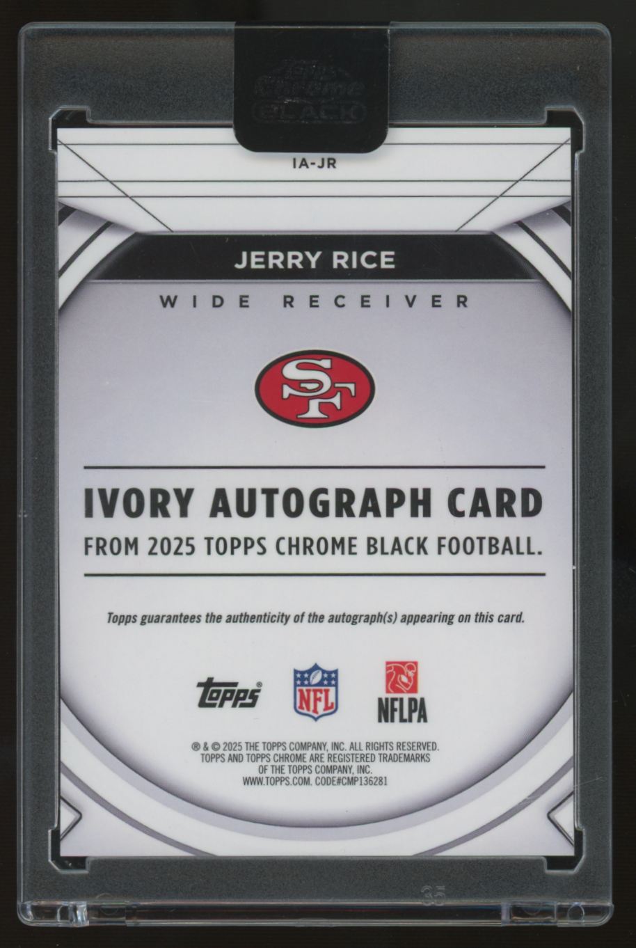 2025 Topps Chrome Black Jerry Rice Ivory Orange Auto /25 #IA-JR