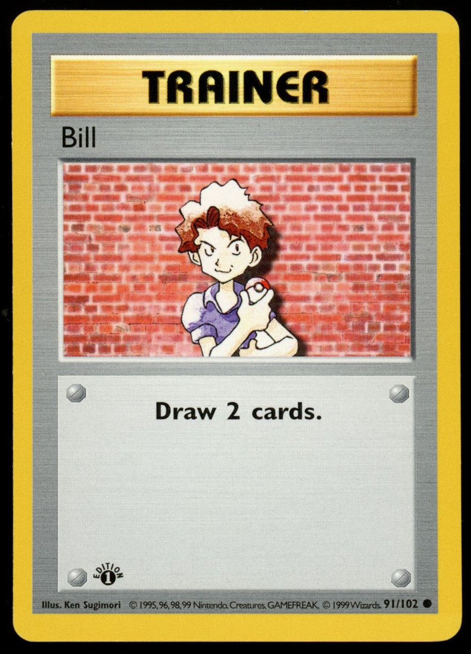 Pokemon Bill 1st Edition Base Set Shadowless #91/102