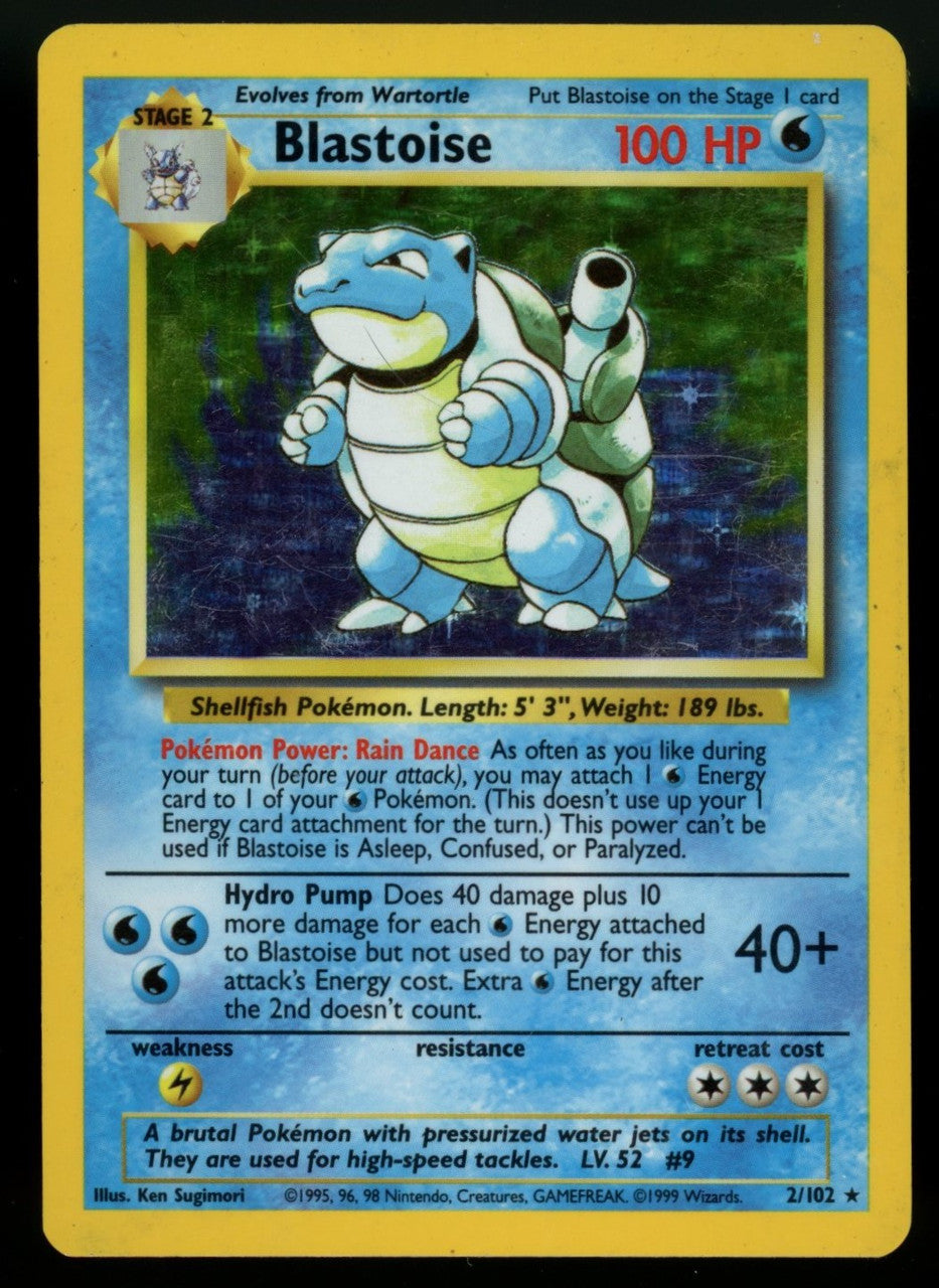 Pokemon Blastoise Base Set Unlimited #2/102 MP (A)