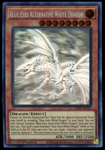 Yugioh Blue-Eyes Alternative White Dragon 1st Edition Ghost Rare #GFTP-EN129