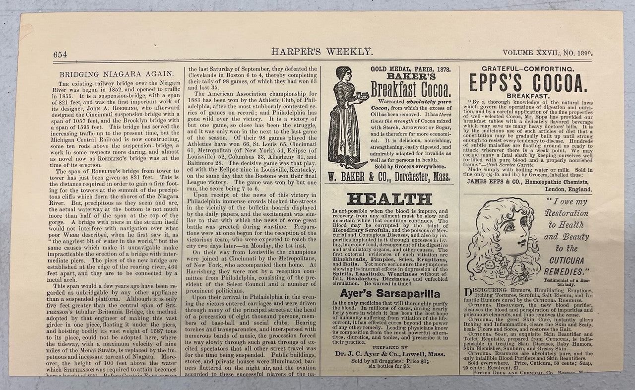 October 13 1883 Harper's Weekly Woodcut The Boston Baseball Club