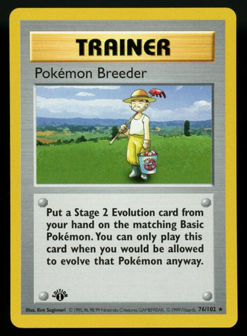 Pokemon TCG Pokemon Breeder 1st Edition Base Set Shadowless #76/102 (B)