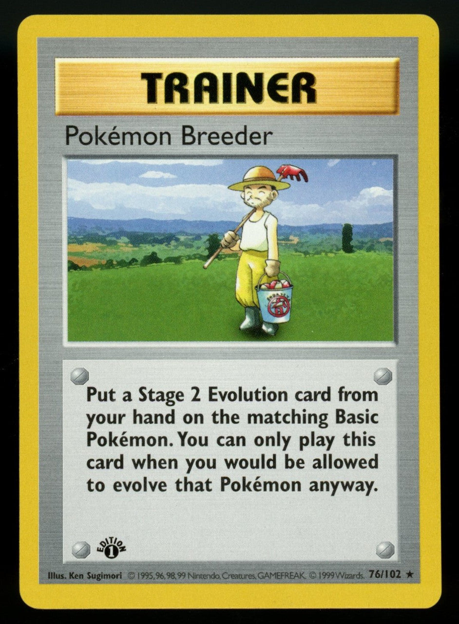 Pokemon TCG Pokemon Breeder 1st Edition Base Set Shadowless #76/102 (B)