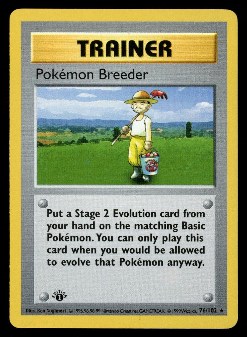 Pokemon TCG Pokemon Breeder 1st Edition Base Set Shadowless #76/102