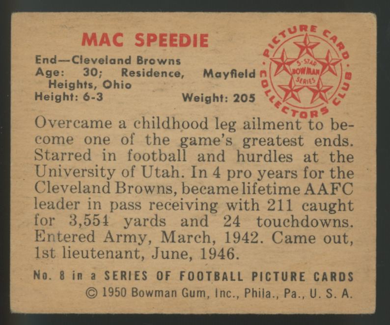 1950 Bowman Mac Speedie #8 VG/EX-EX