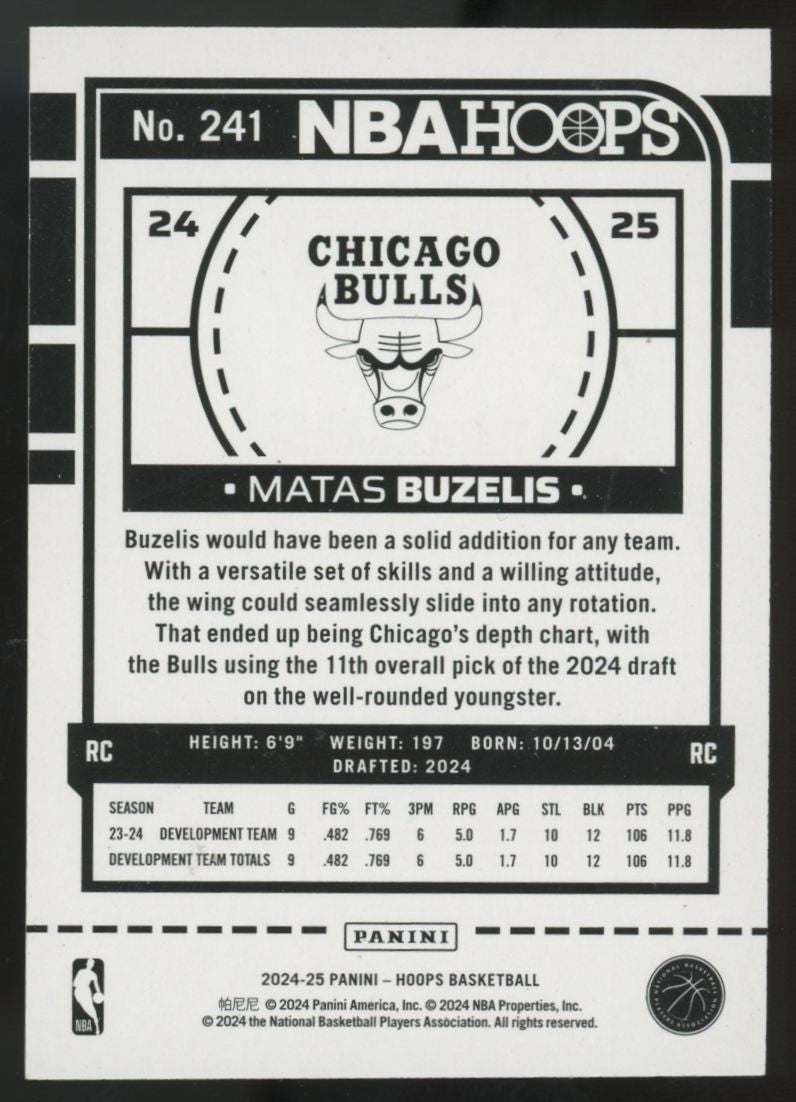 2024-25 Panini Hoops Matas Buzelis RC Red /75 #241