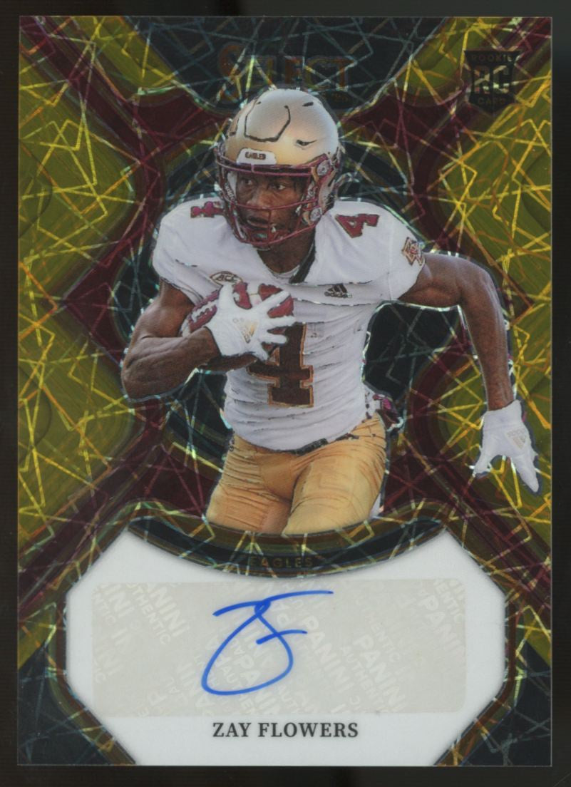 2023 Panini Select Draft Picks Zay Flowers RC Signatures Gold Lazer Auto /25