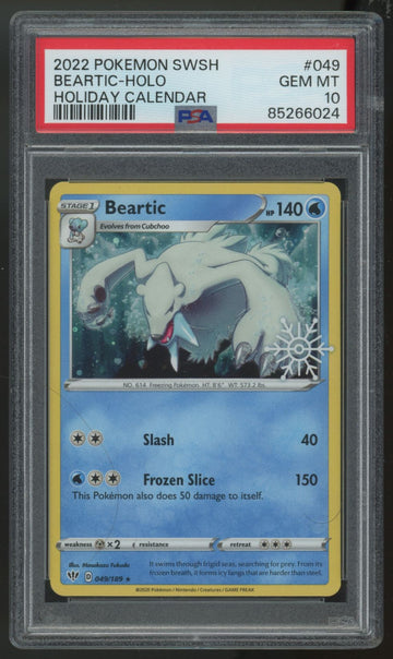 2022 Pokemon Beartic Holiday Calendar Holo #049 PSA 10
