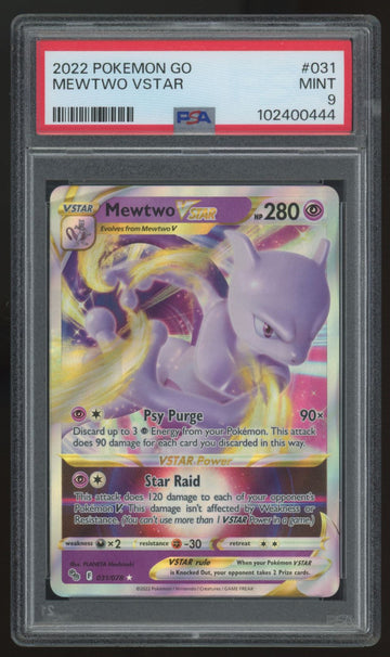 2022 Pokemon Mewtwo VSTAR GO Holo #031 PSA 9