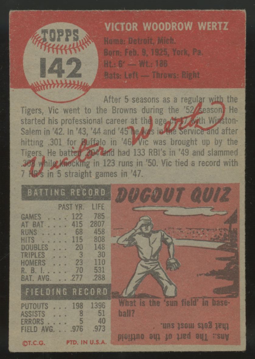 1953 Topps Vic Wetz #142 EX
