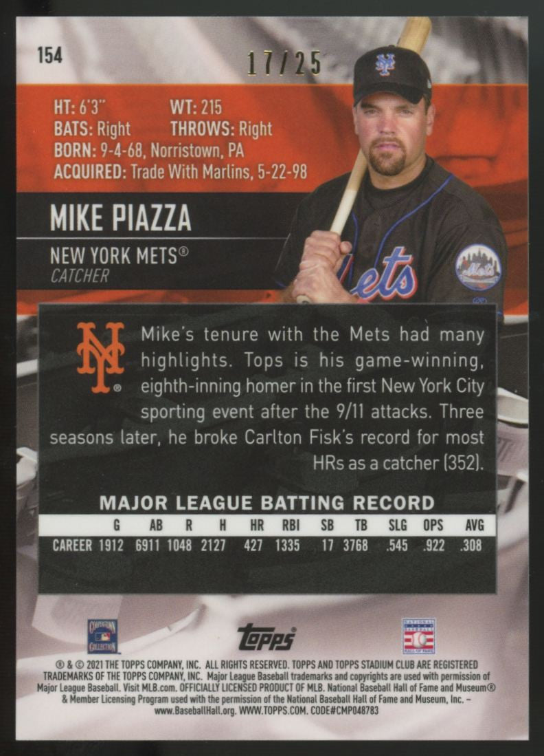 2021 Topps Stadium Club Mike Piazza Rainbow Foilboard /25 #154