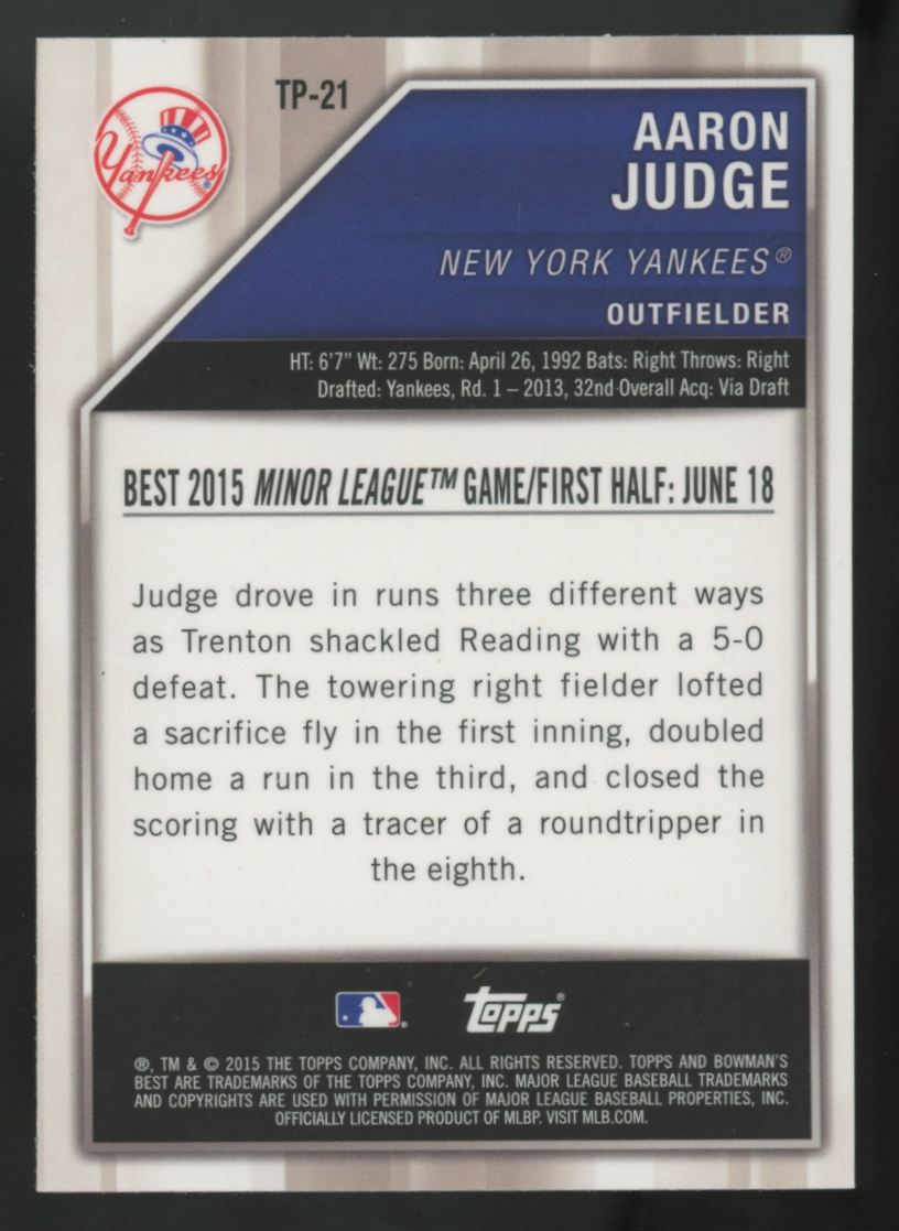 2015 Bowman's Best Aaron Judge Atomic Top Prospect #TP-21