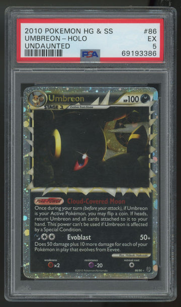 2010 Pokemon Umbreon Undaunted Holo #86 PSA 5