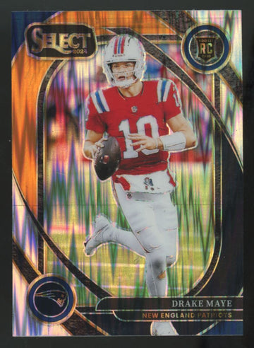 2024 Panini Select Drake Maye RC Club Level Black & Orange Shock #218