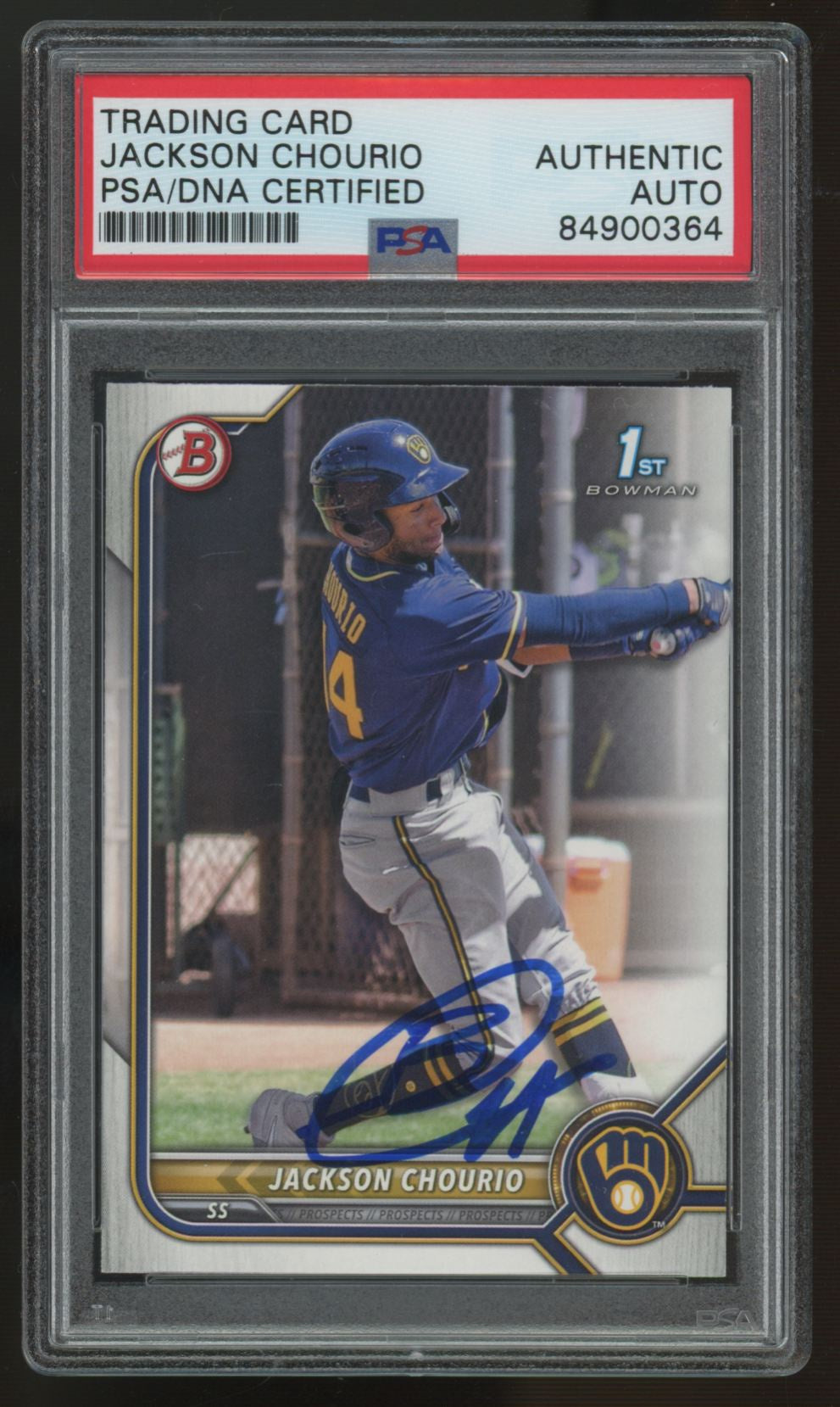 2022 Bowman Jackson Chourio 1st Prospect Signed IP Auto #BP-79 PSA Authentic