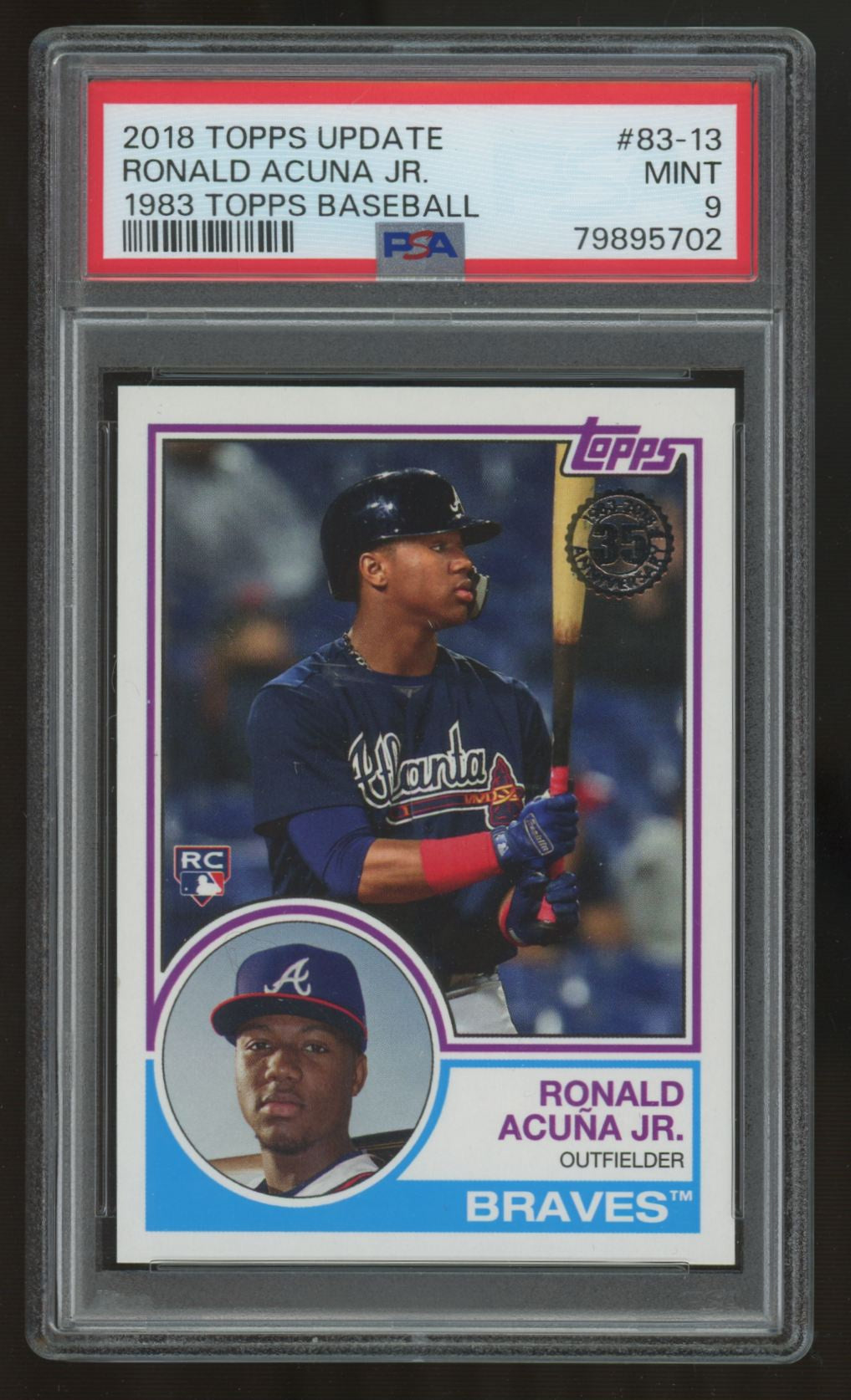 2018 Topps Update Ronald Acuna Jr. RC 1983 Topps Baseball #83-13 PSA 9