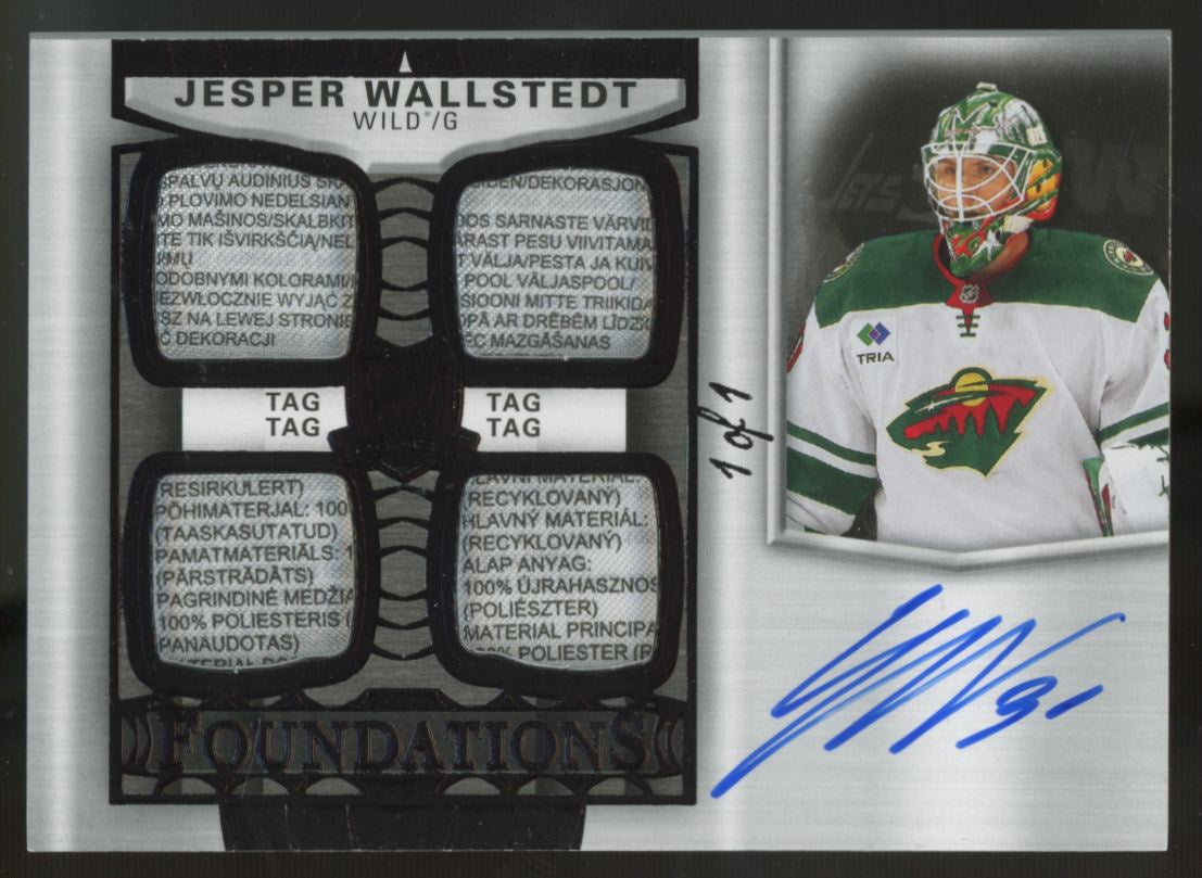 2024-25 Upper Deck The Cup Jesper Wallstedt Foundations Quad Tag Patch Auto 1/1