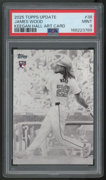 2025 Topps Update James Wood RC Keegan Hall Art Card #38 PSA 9