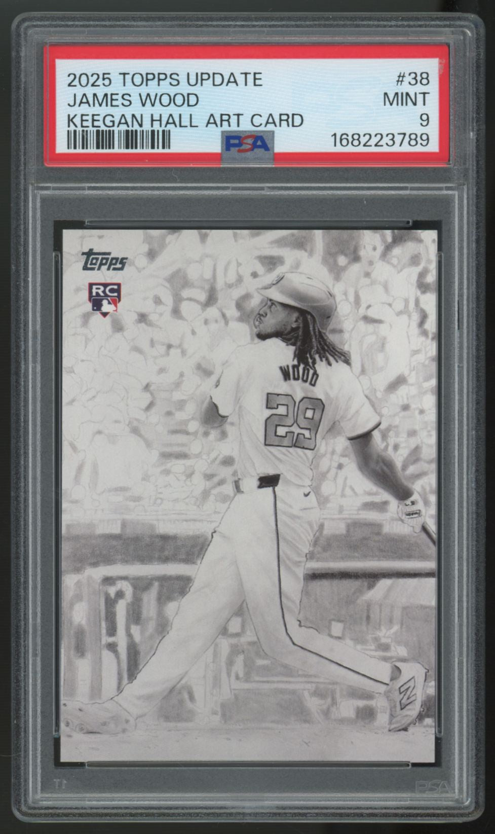 2025 Topps Update James Wood RC Keegan Hall Art Card #38 PSA 9