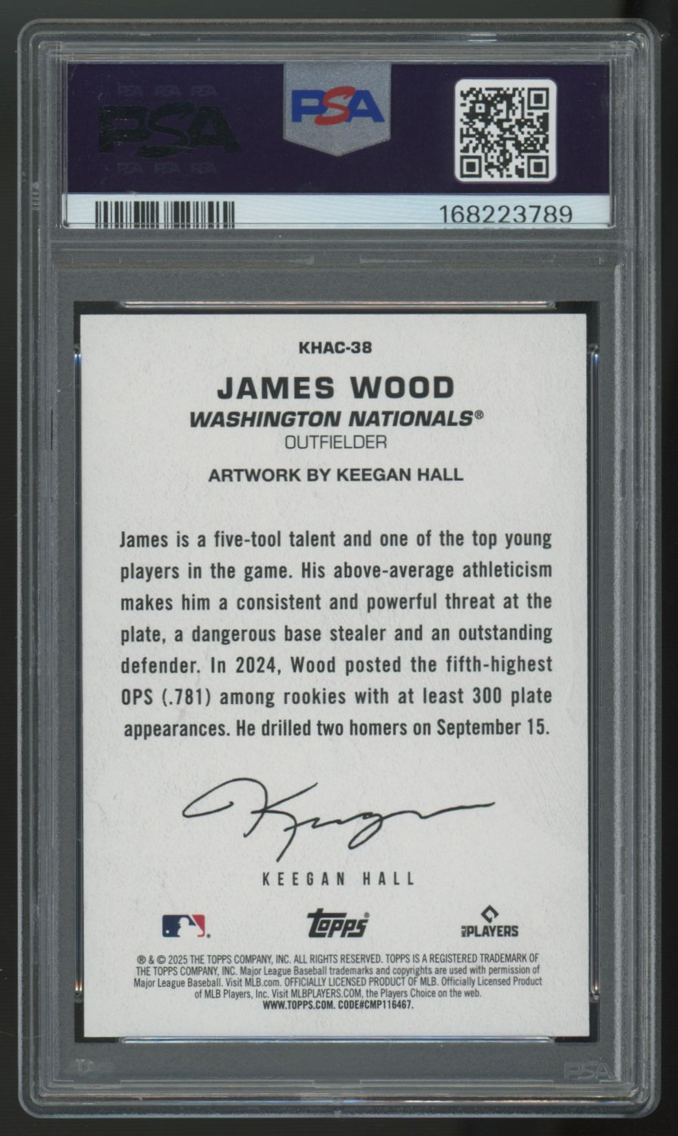 2025 Topps Update James Wood RC Keegan Hall Art Card #38 PSA 9