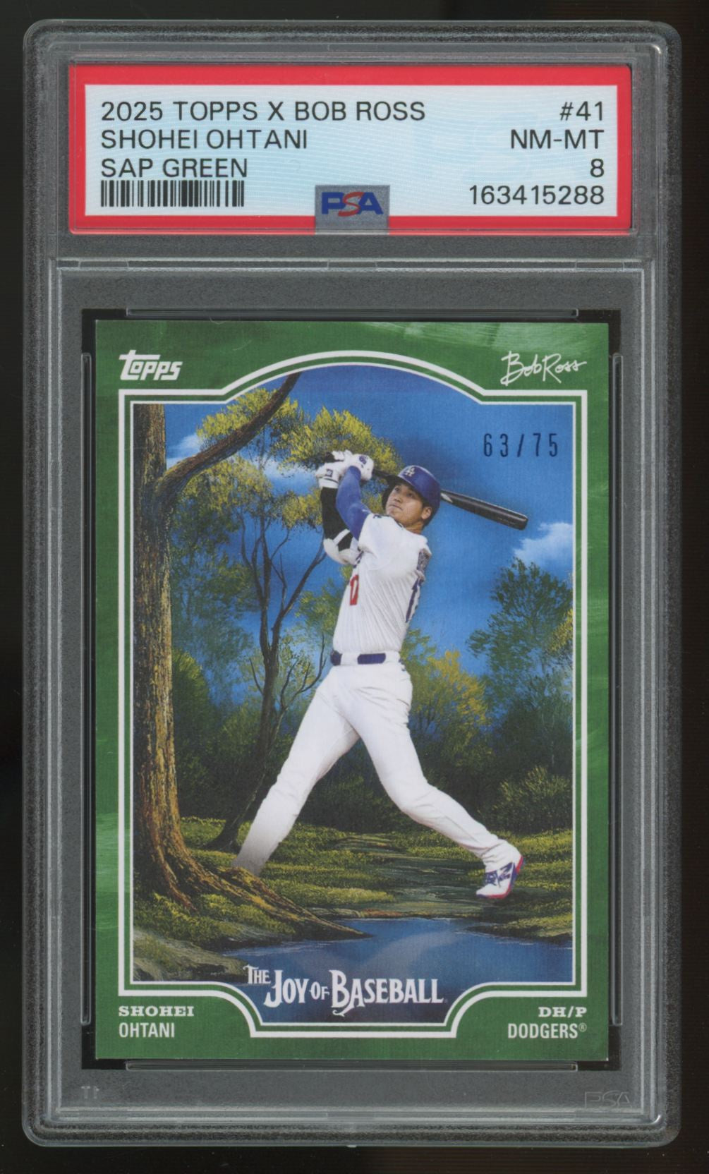 2025 Topps X Bob Ross Shohei Ohtani Sap Green /75 #41 PSA 8