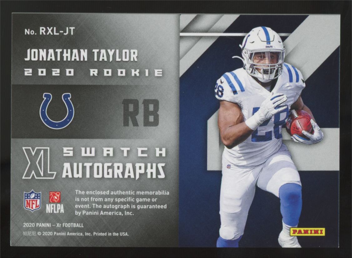 2020 Panini Xr Jonathan Taylor RC Patch Auto RPA /75 #RXL-JT