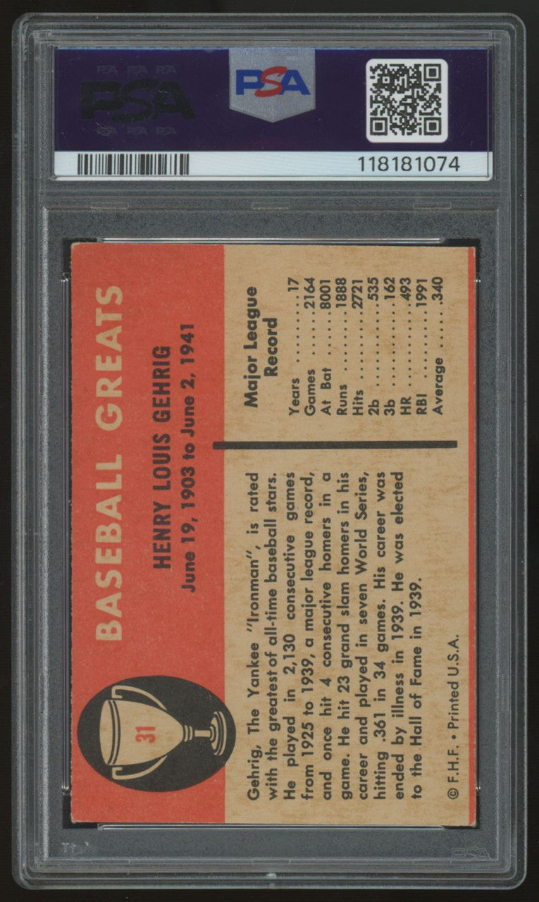 1961 Fleer Lou Gehrig #31 PSA 6