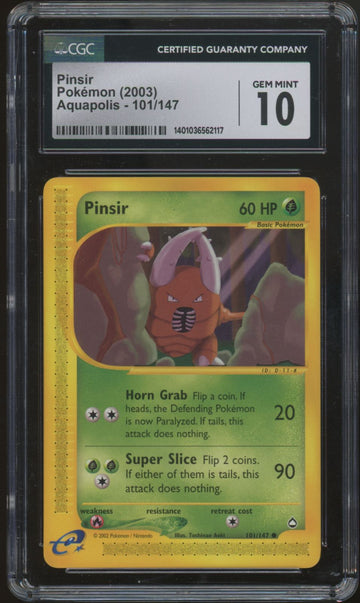 2003 Pokemon Pinsir Aquapolis #101 CGC 10