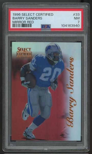 1996 Select Certified Barry Sanders Mirror Red #33 PSA 7