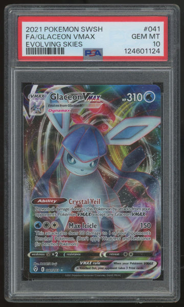 2021 Pokemon Glaceon VMax Evolving Skies Full Art #41 PSA 10