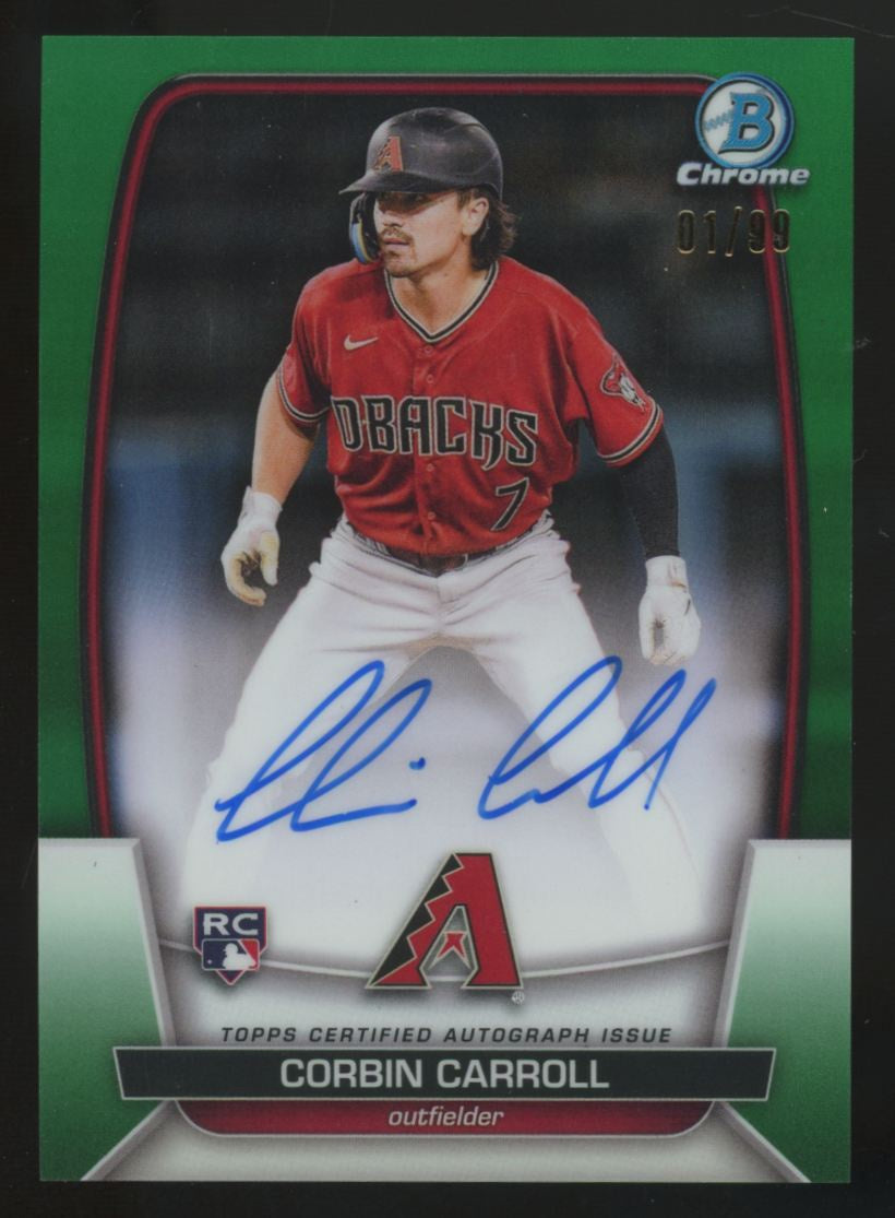 2023 Bowman Chrome Corbin Carroll RC Green Refractor Auto /99 #CRA-CC