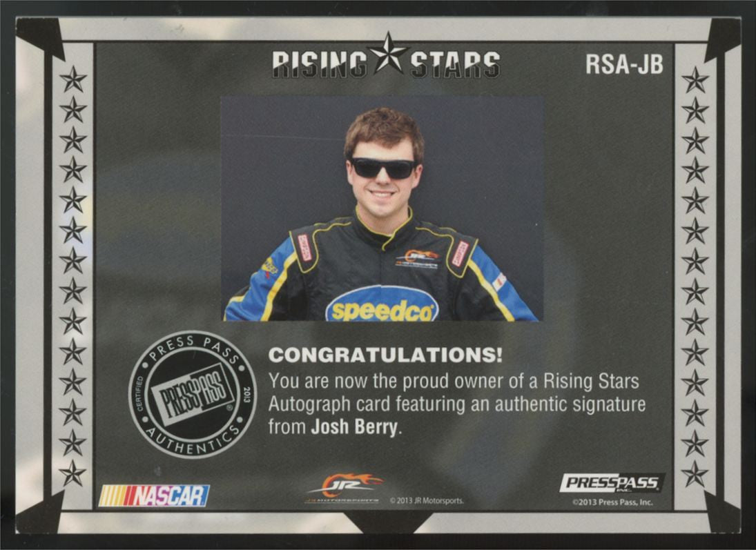 2013 Press Pass Josh Berry RC Rising Star Auto /125 #RSA-JB