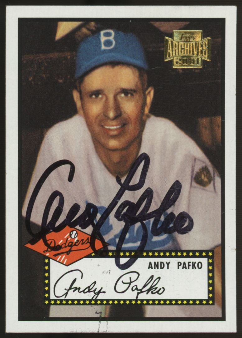 2001 Topps Archives Andy Pafko 1966 Reprint #1 Signed Autographed Card JSA