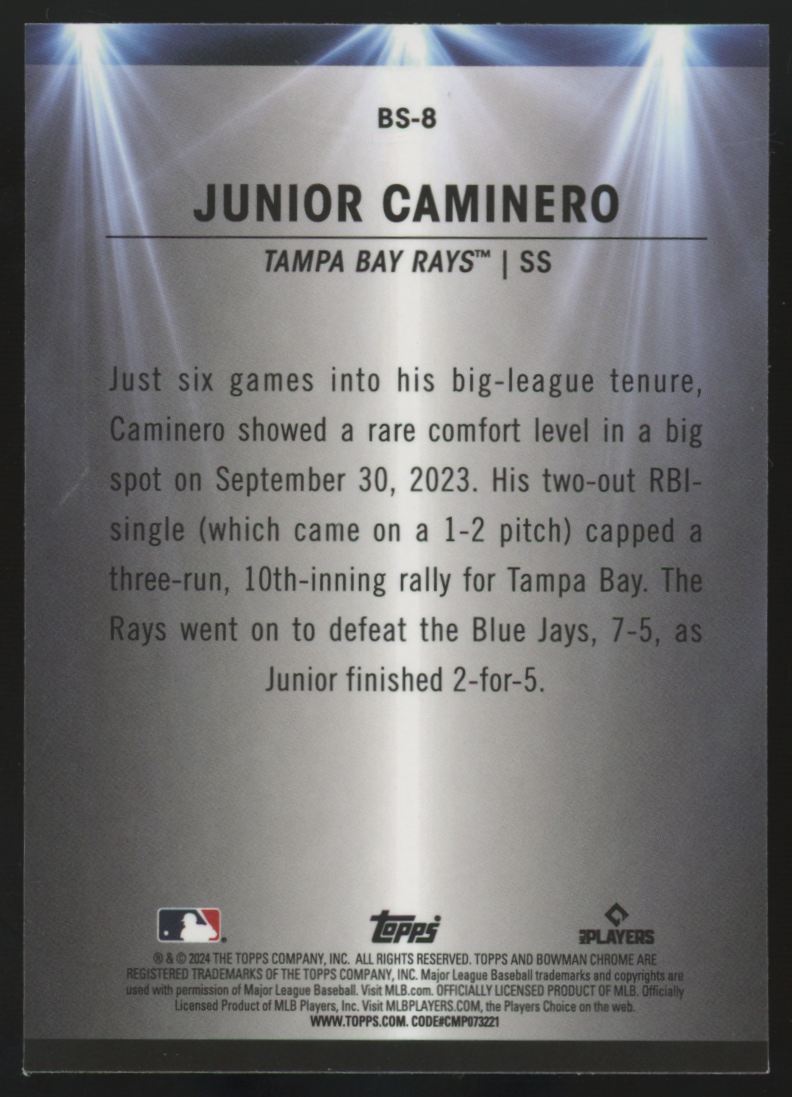 2024 Bowman Junior Caminero RC Chrome Spotlights SP #BS-8