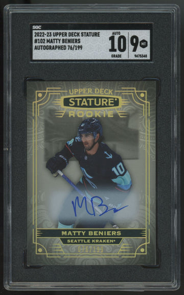 2022-23 Upper Deck Stature Matty Beniers RC Auto /199 #102 SGC 9