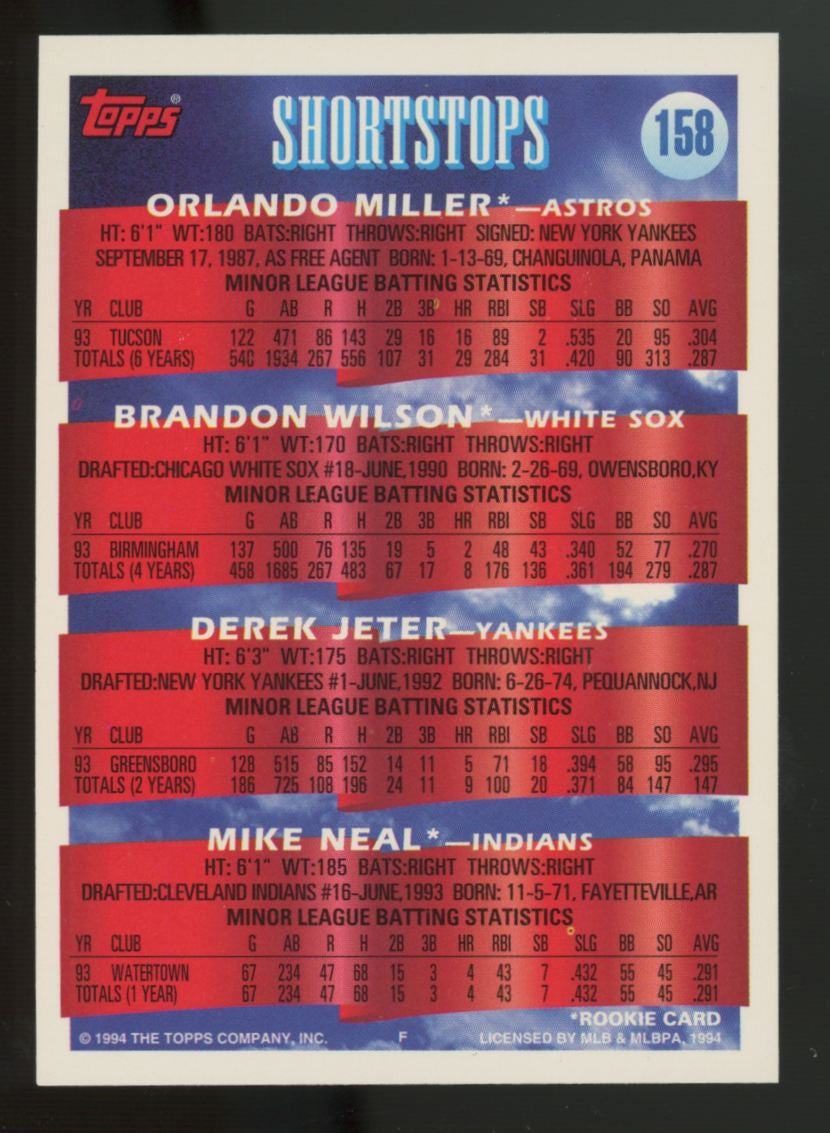 1994 Topps Baseball Complete Set (792) Derek Jeter